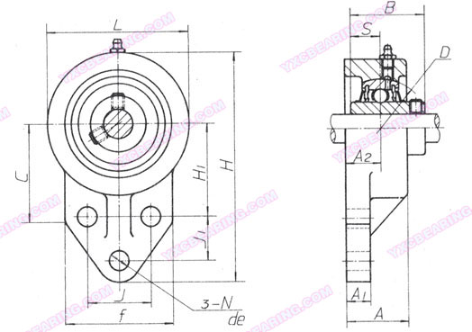 drawing of UCFB200 Series - Pillow Block Bearing