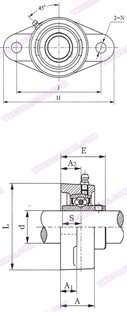 drawing UCFLU200 Series - Pillow Block Bearing