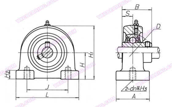 drawing of UCPA200 Series - Pillow Block Bearing