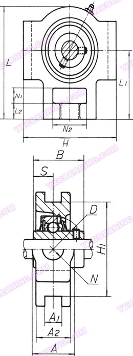 drawing of UCT300 Series - Pillow Block Bearing