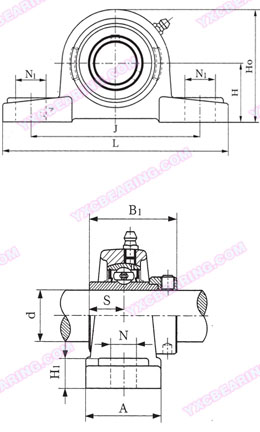 drawing of UELP Series - Pillow Block Bearing